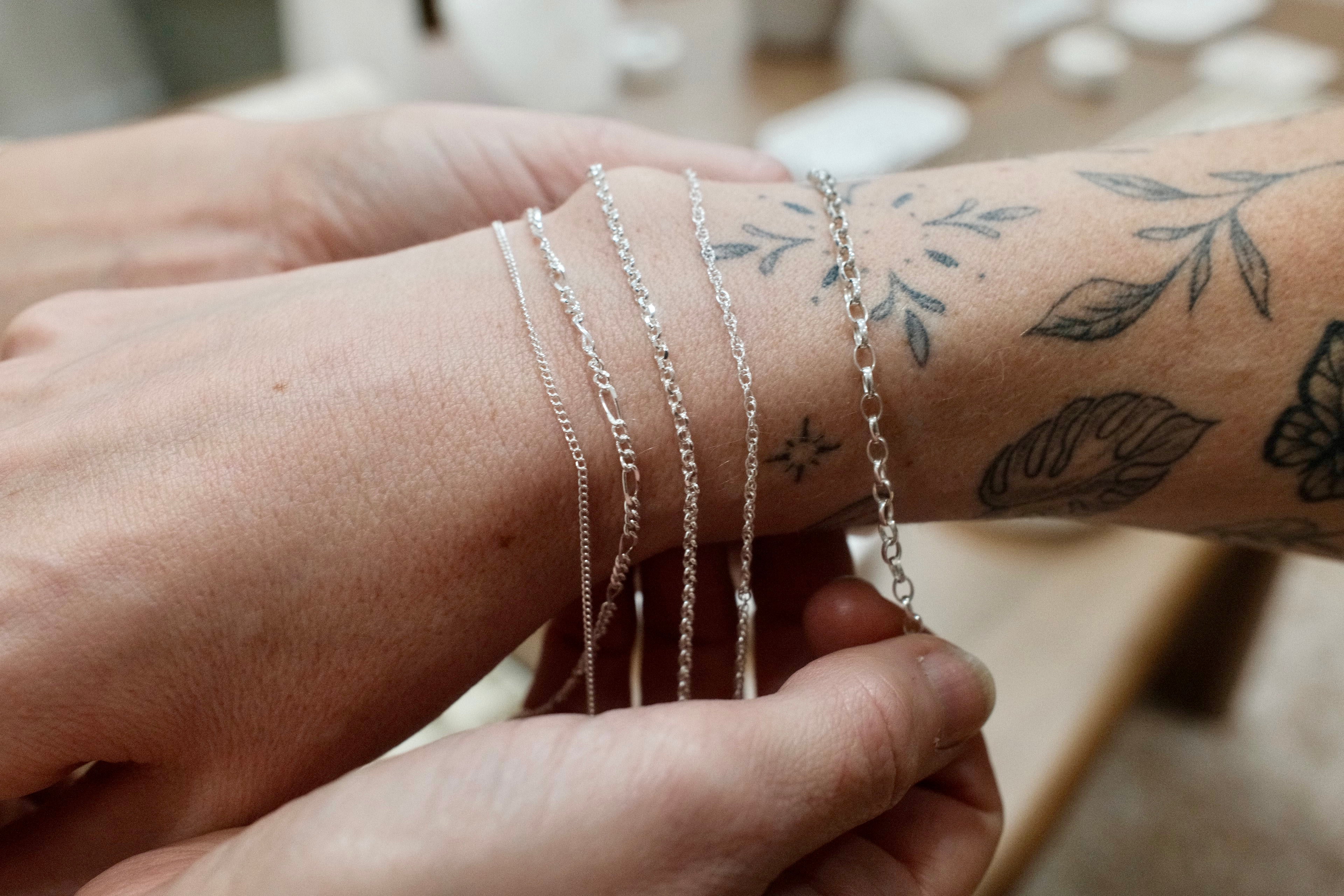 Permanent jewellery on wrist